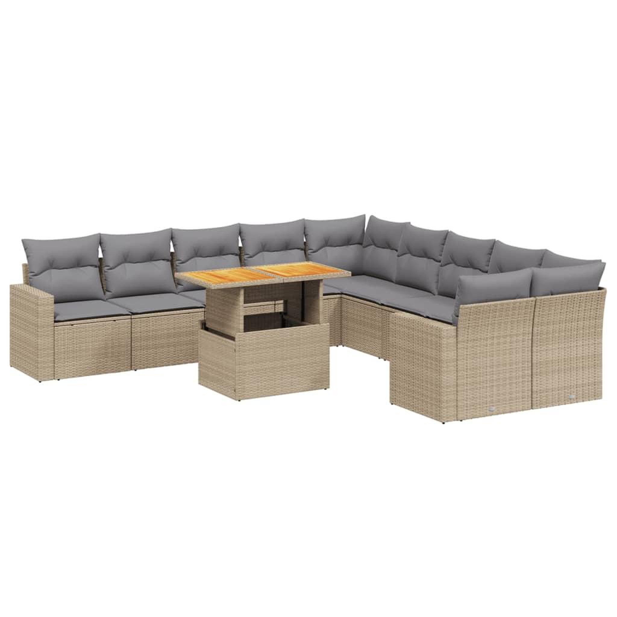 Voir la diapositive 2 : VIDAXL Salon de jardin 11 pcs avec coussins beige resine tressee