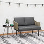 Voir la diapositive 2 : OUTSUNNY Canapé de jardin 2 places design contemporain - 3 coussins - acier gris résine filaire naturel