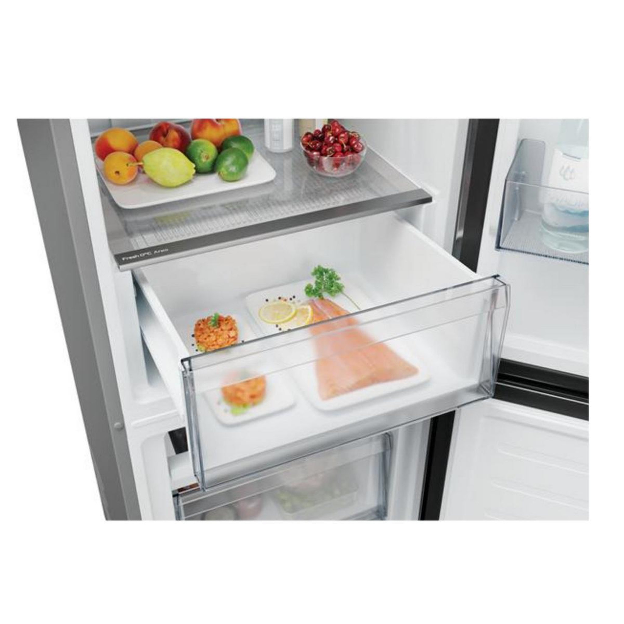 Voir la diapositive 5 : Candy Réfrigérateur combiné 55cm 279l  inox - cncq2t518dx