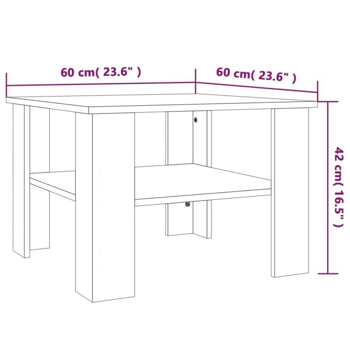 VIDAXL Table basse Chene fume 60x60x42 cm Bois d'ingenierie