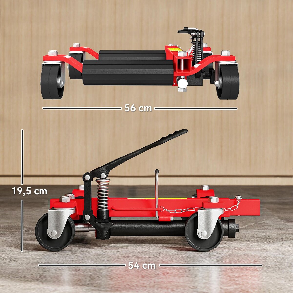 HOMCOM Lot de 2 chariots de manutention voiture - max. 680 Kg par chariot - largeur max. roue 228 mm