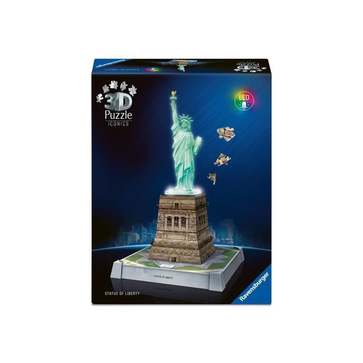 RAVENSBURGER Puzzle 3D Iconics Statue de la Liberté illuminée – Ravensburger – Adulte – Haute qualité