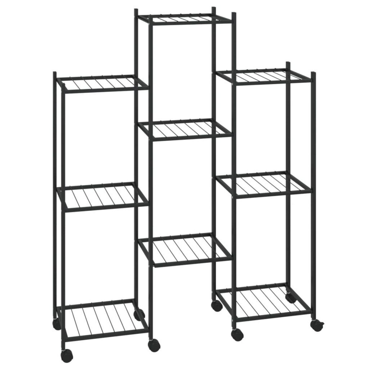 VIDAXL Jardiniere avec roues 83x25x103,5 cm Noir Fer