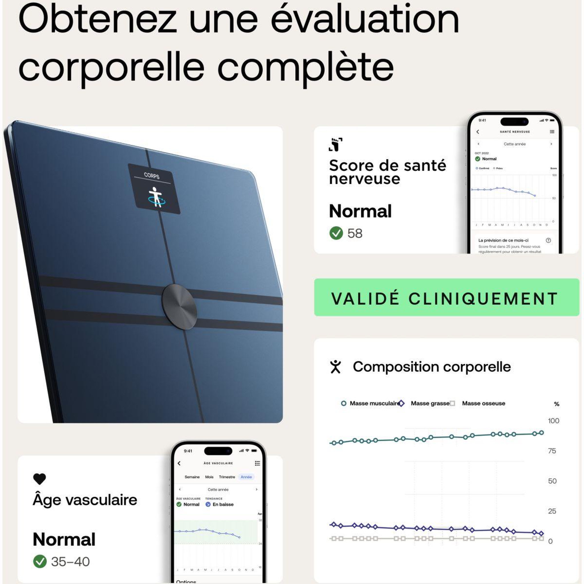 Voir la diapositive 3 : WITHINGS Pèse personne connecté body comp noir