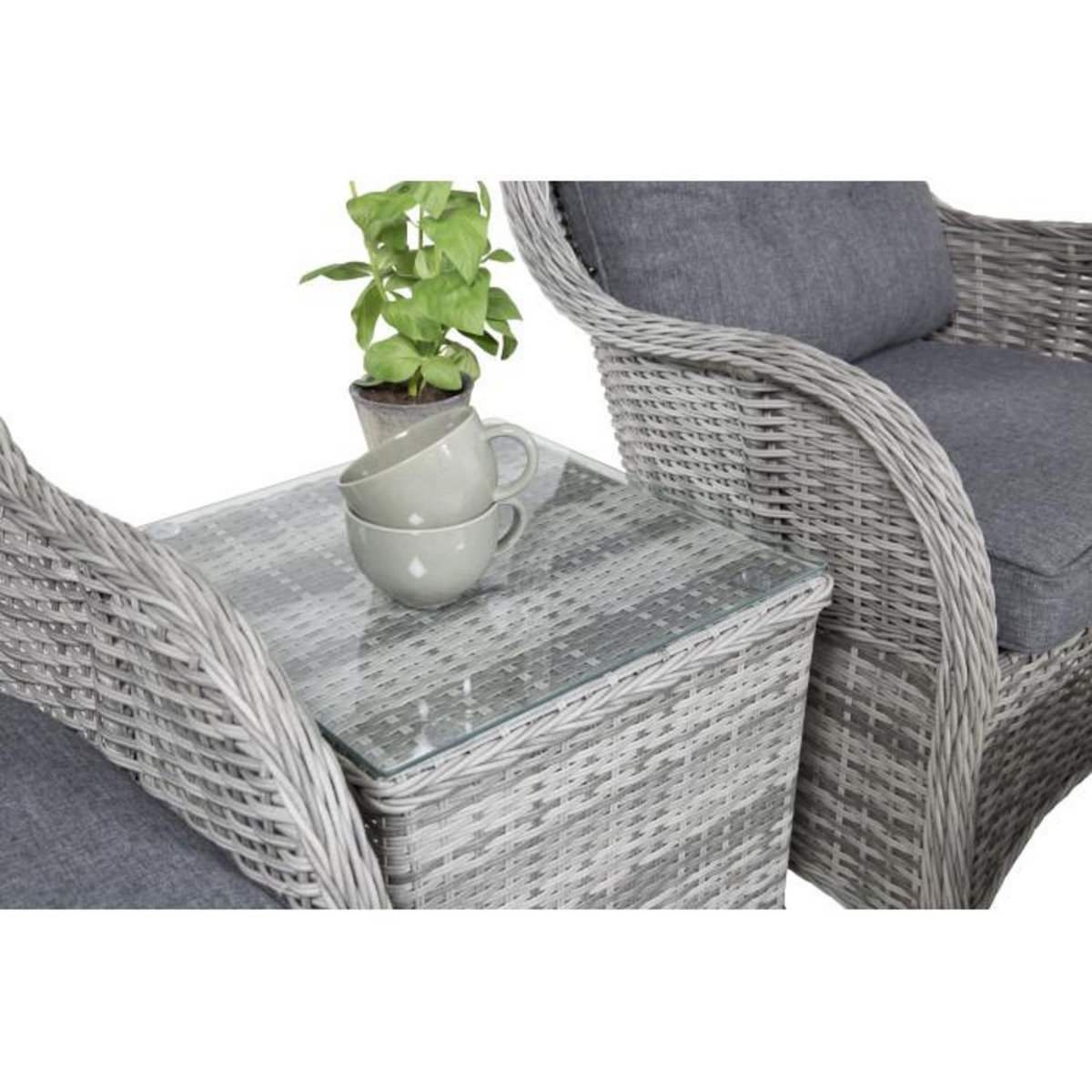 Paris Prix Salon de Jardin Lounge  Vikelund  100cm Gris