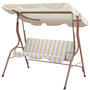 Voir la diapositive 5 : OUTSUNNY Balancelle de jardin 3 places coussins assise dossier beige blanc rayé