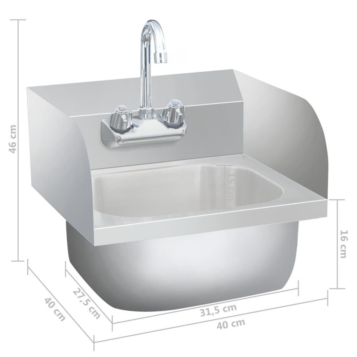 VIDAXL Lavabo commercial de lavage des mains avec robinet Inox