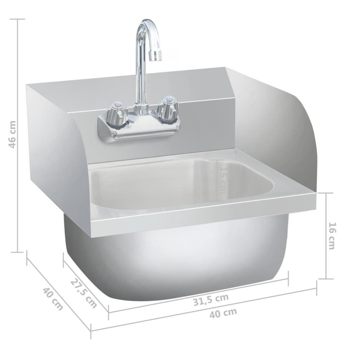 VIDAXL Lavabo commercial de lavage des mains avec robinet Inox