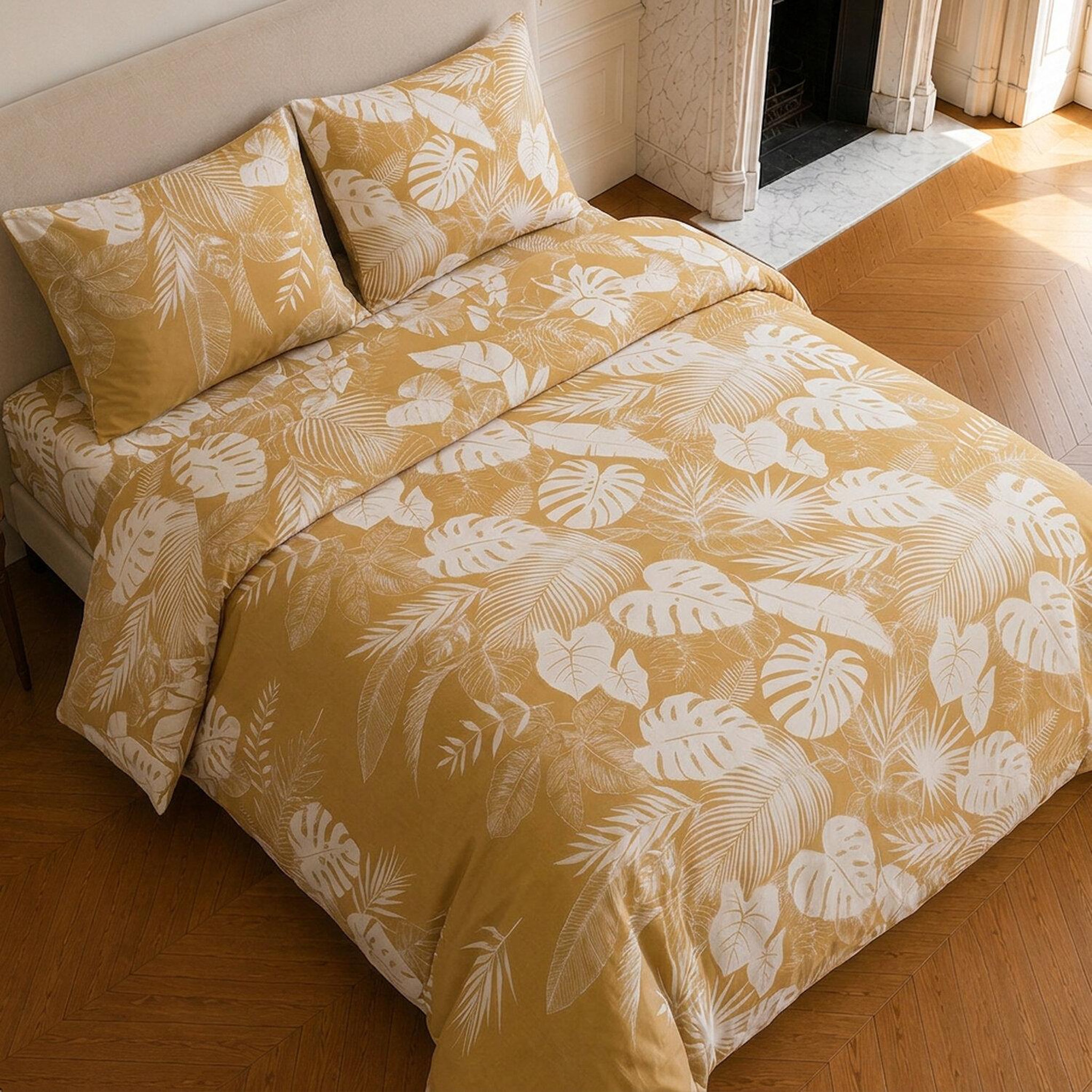 Voir la diapositive 4 : Home collection Parure housse de couette imprimée 100% coton 57 fils - leaves
