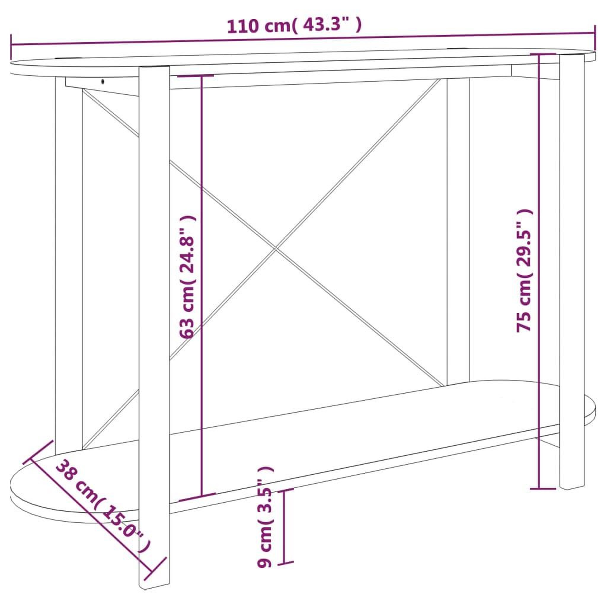 Voir la diapositive 6 : VIDAXL Table console Blanc 110x38x75 cm Bois d'ingenierie