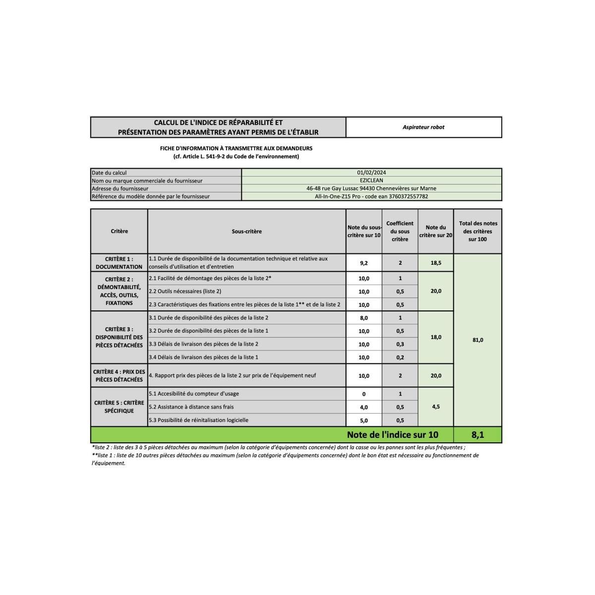 e.ziclean Aspirateur/laveur  robot connecté - Z15