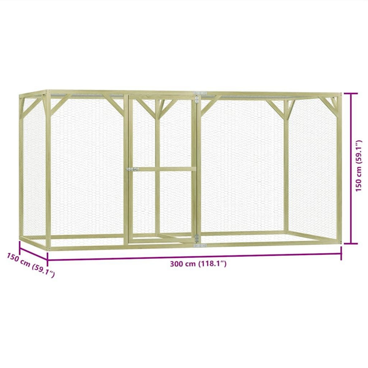 VIDAXL Poulailler 1,5x3x1,5 m Pinede impregnee