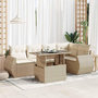 Voir la diapositive 1 : VIDAXL Salon de jardin avec coussins 6 pcs beige resine tressee