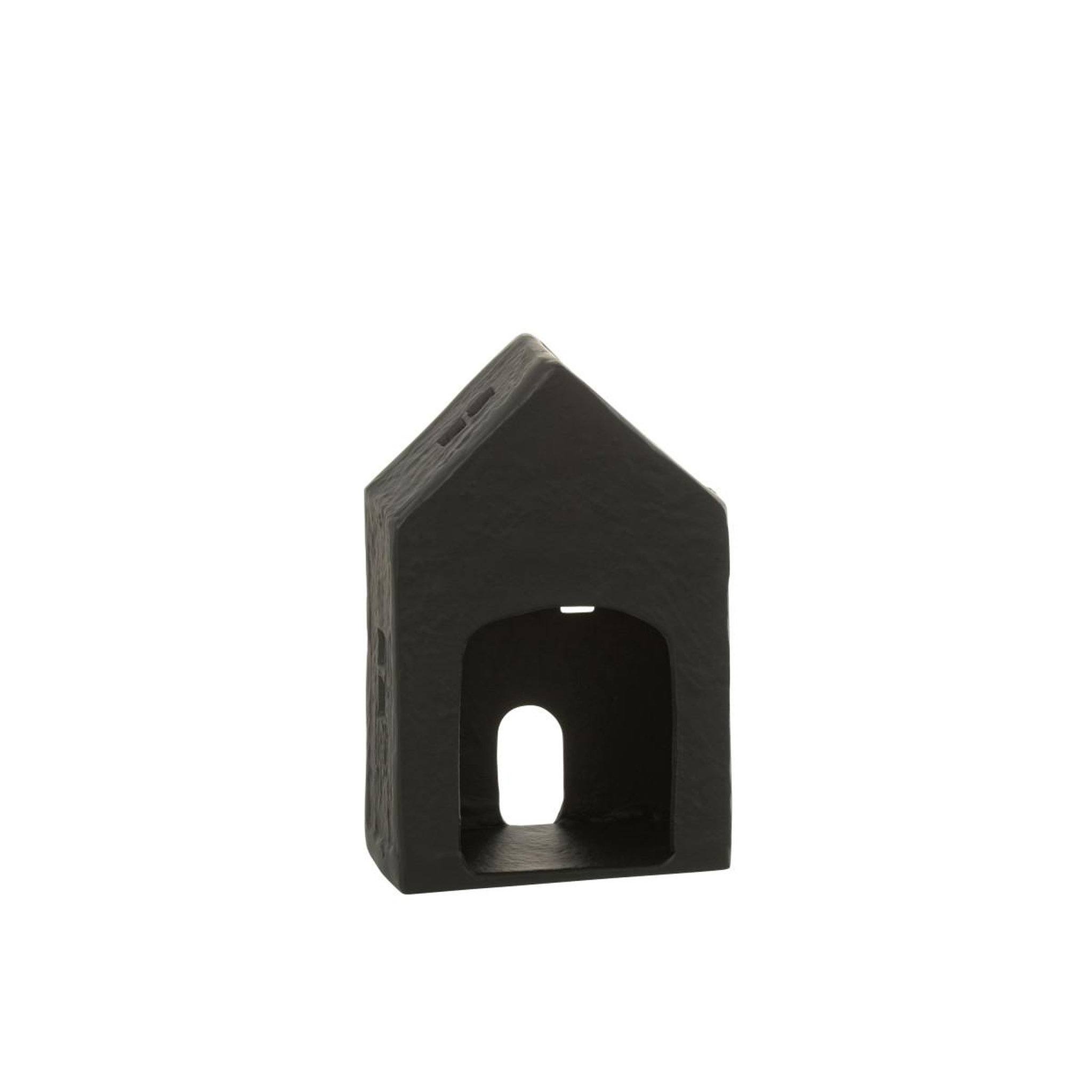 Voir la diapositive 2 : J-LINE Bougeoir déco 1 bougie  maison  19cm noir