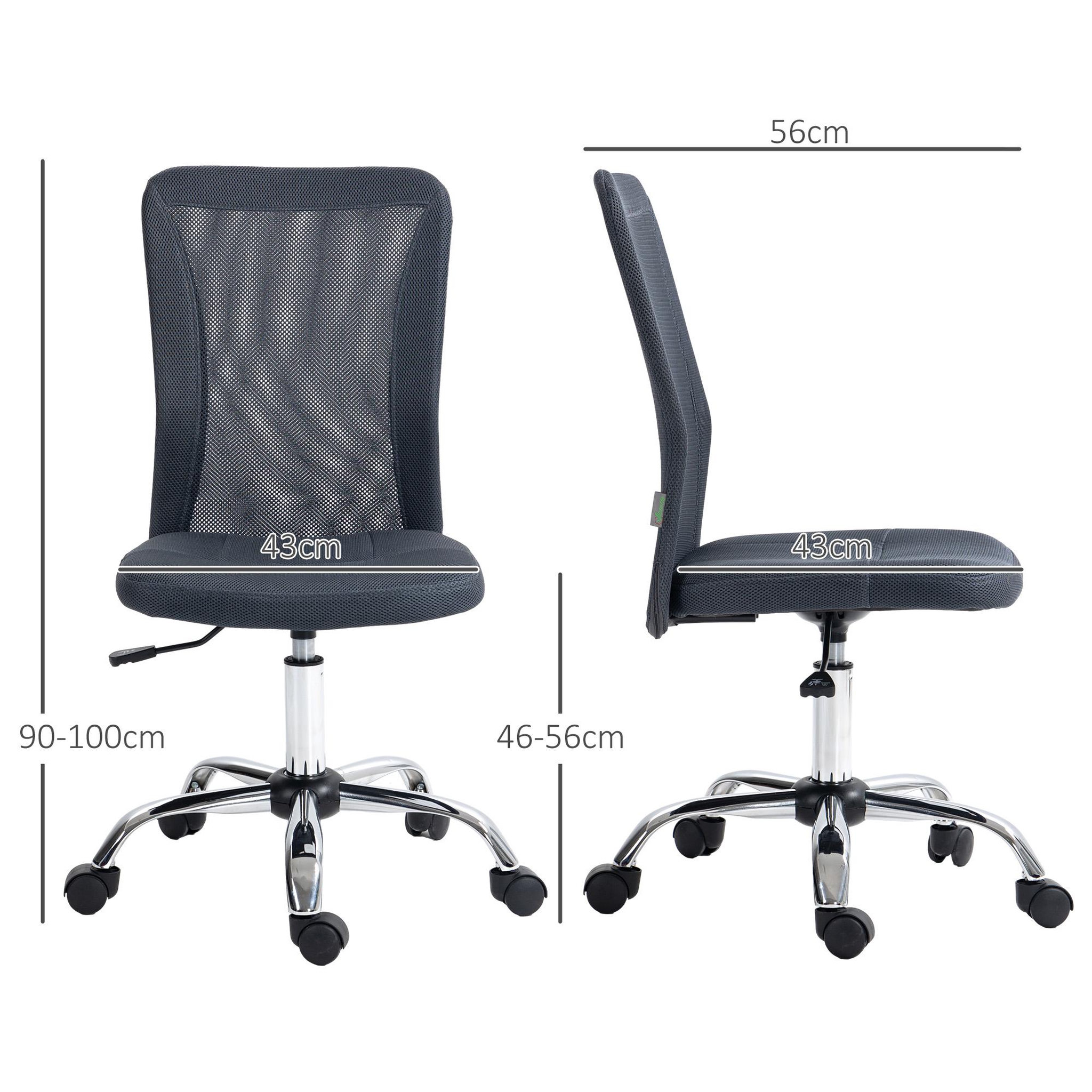 Voir la diapositive 2 : VINSETTO Vinsetto Chaise de bureau ergonomique hauteur réglable piètement chromé pivotant 360° revêtement gris foncé