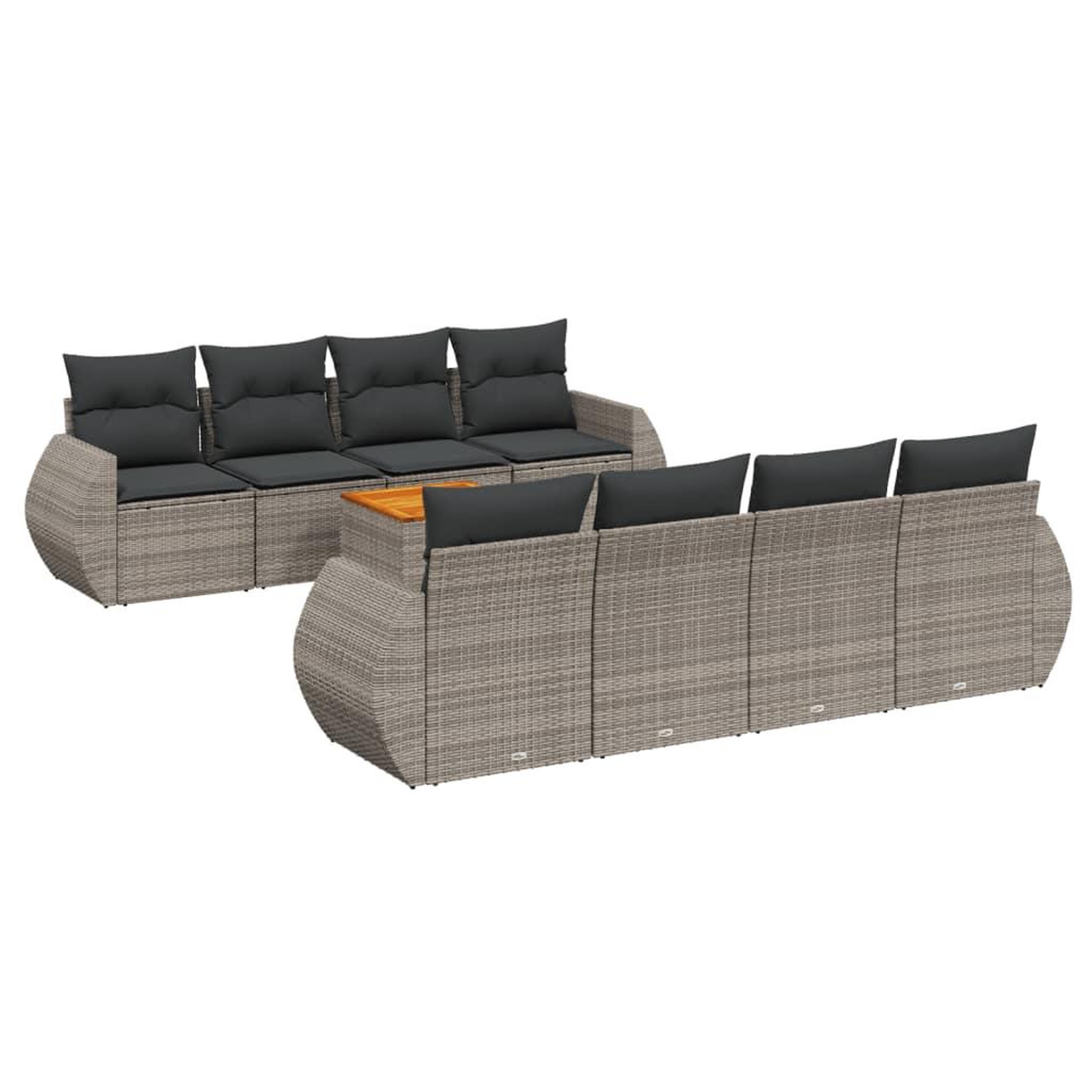 Voir la diapositive 2 : VIDAXL Salon de jardin 9 pcs avec coussins gris resine tressee
