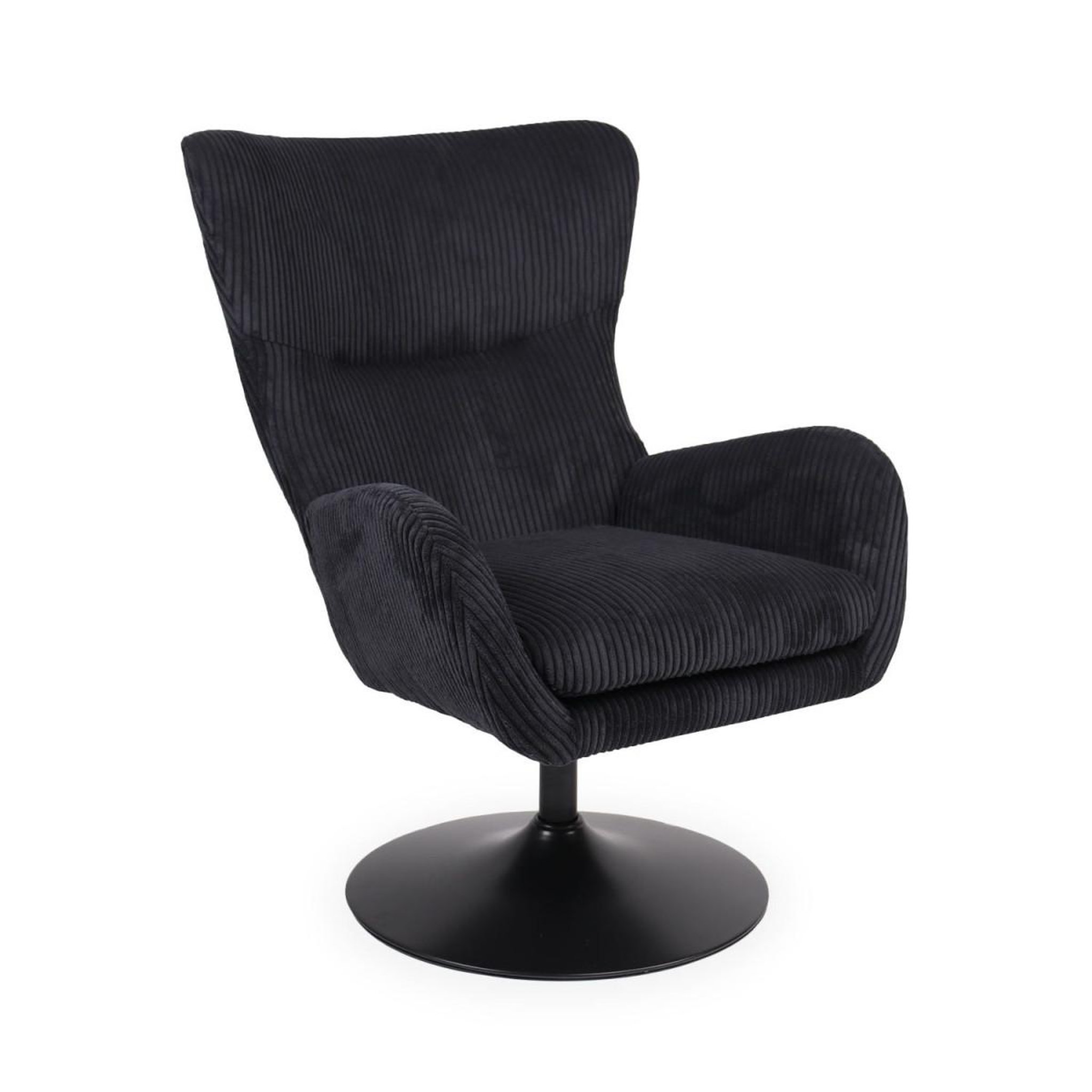 Paris Prix Fauteuil Pivotant en Velours Côtelé  Cléo  97cm Noir