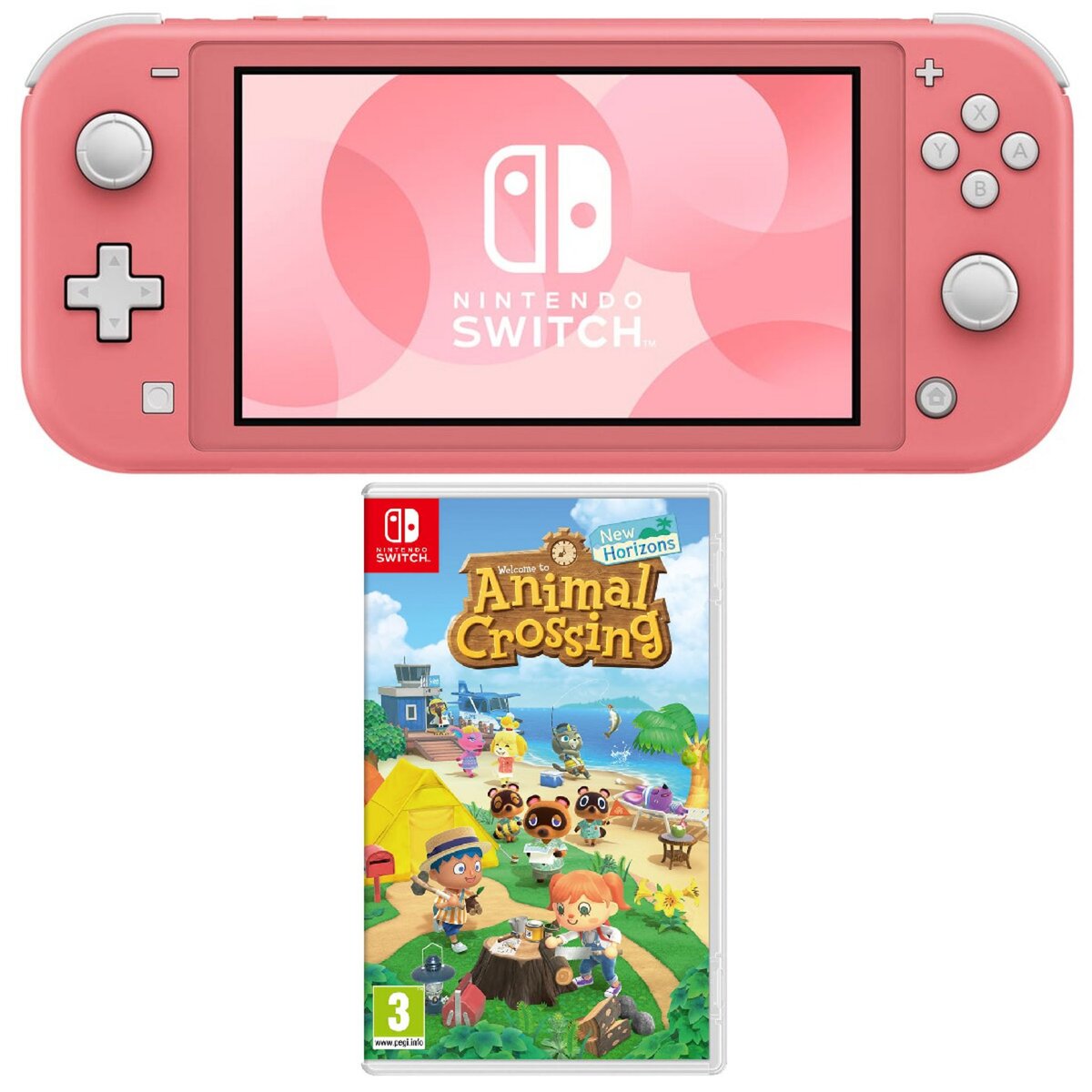 NINTENDO Console Nintendo Switch Lite Corail + Animal Crossing New Horizons