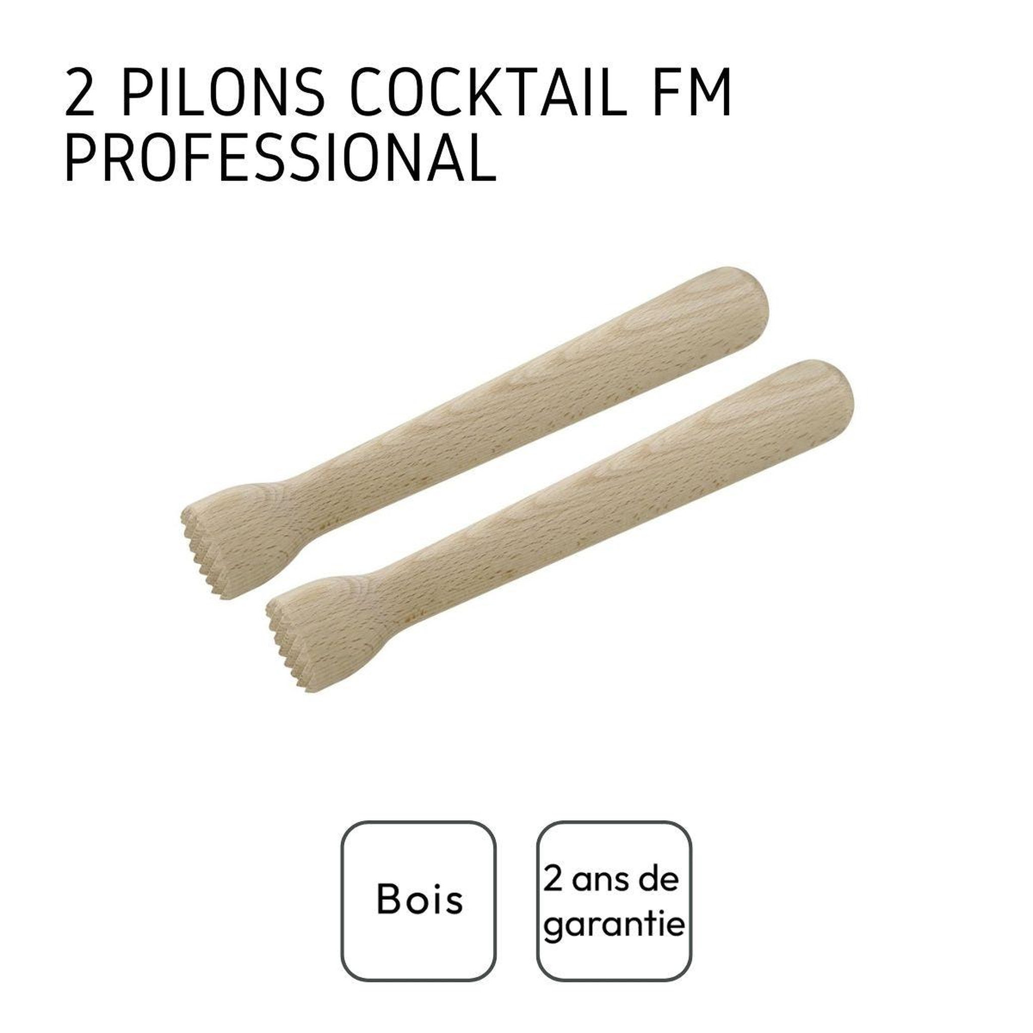 Voir la diapositive 4 : FM PROFESSIONAL Lot de 2 pilons cocktail en bois fm professional