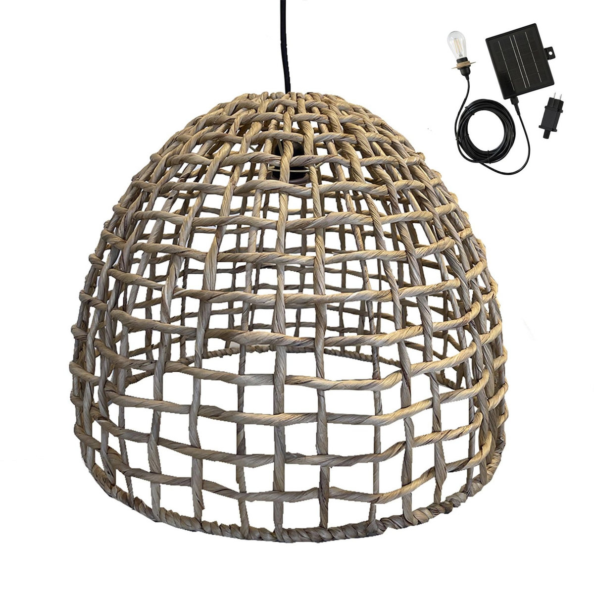 Lumisky Suspension d'extérieur nomade solaire AMADEO Beige Jonc de mer H38CM