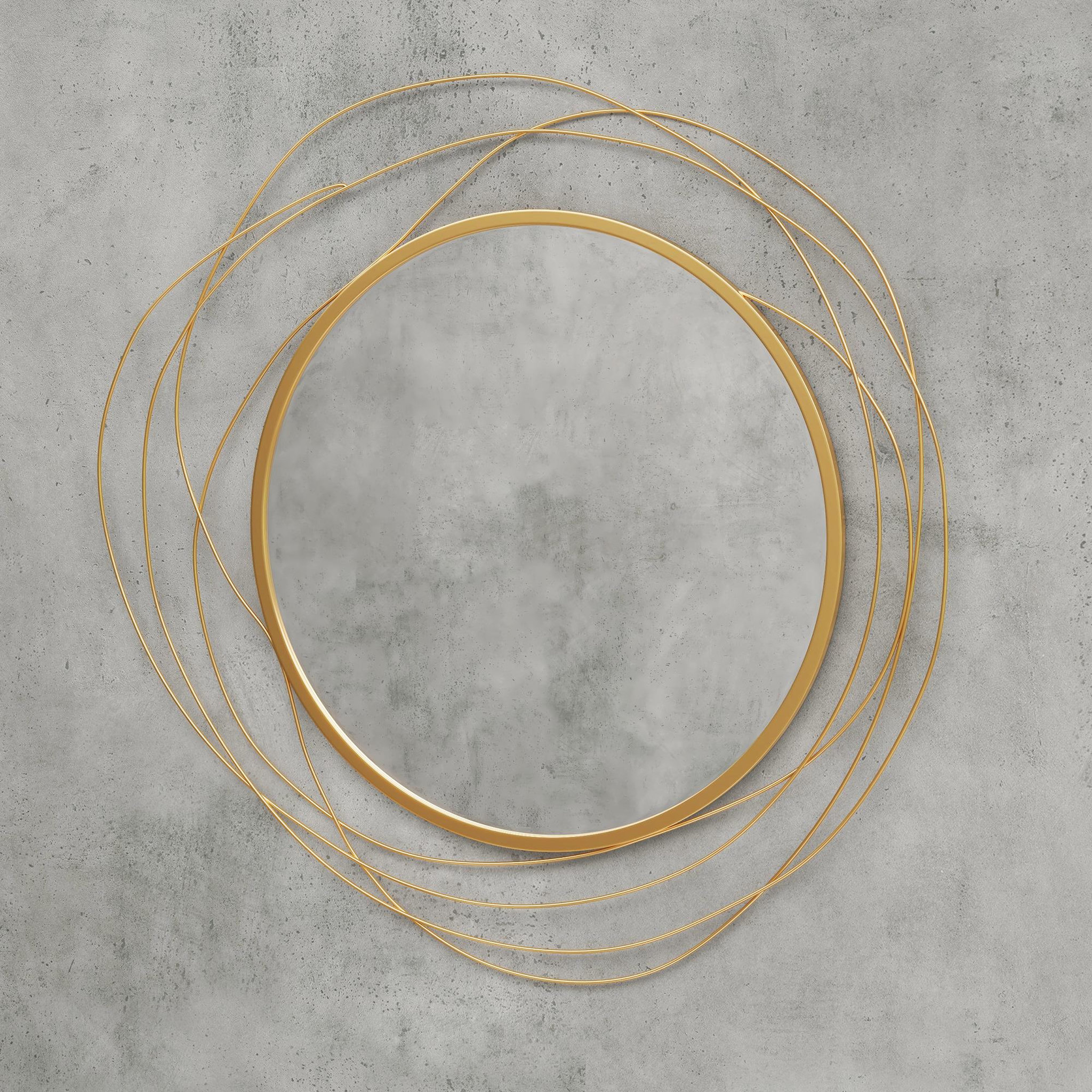 Voir la diapositive 5 : HOMCOM Miroir rond design moderne Ø 65 cm métal filaire doré