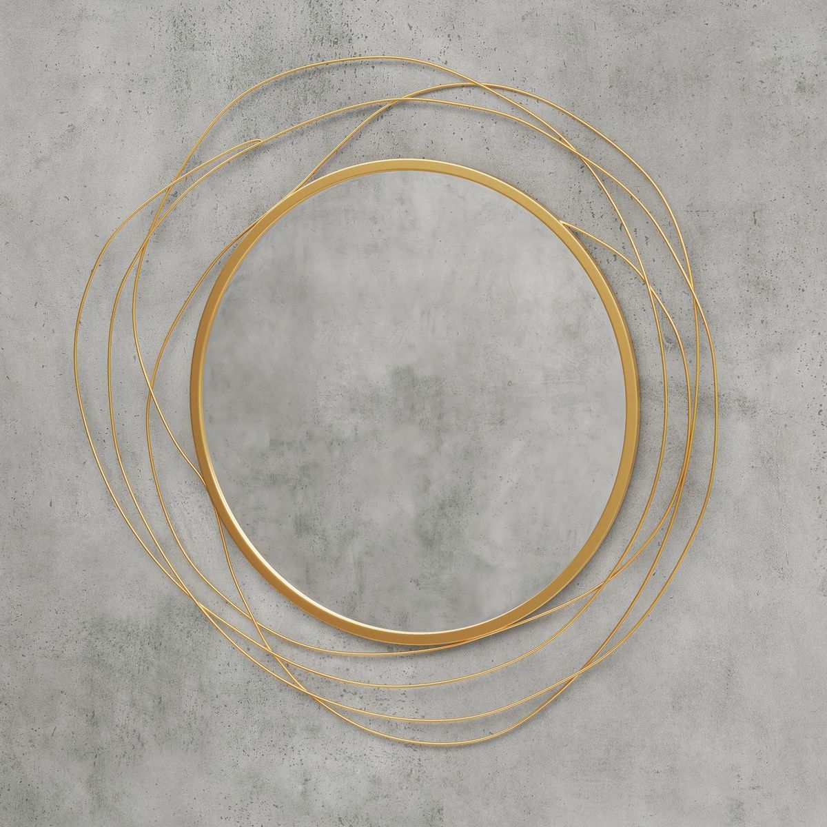 HOMCOM Miroir rond design moderne Ø 65 cm métal filaire doré