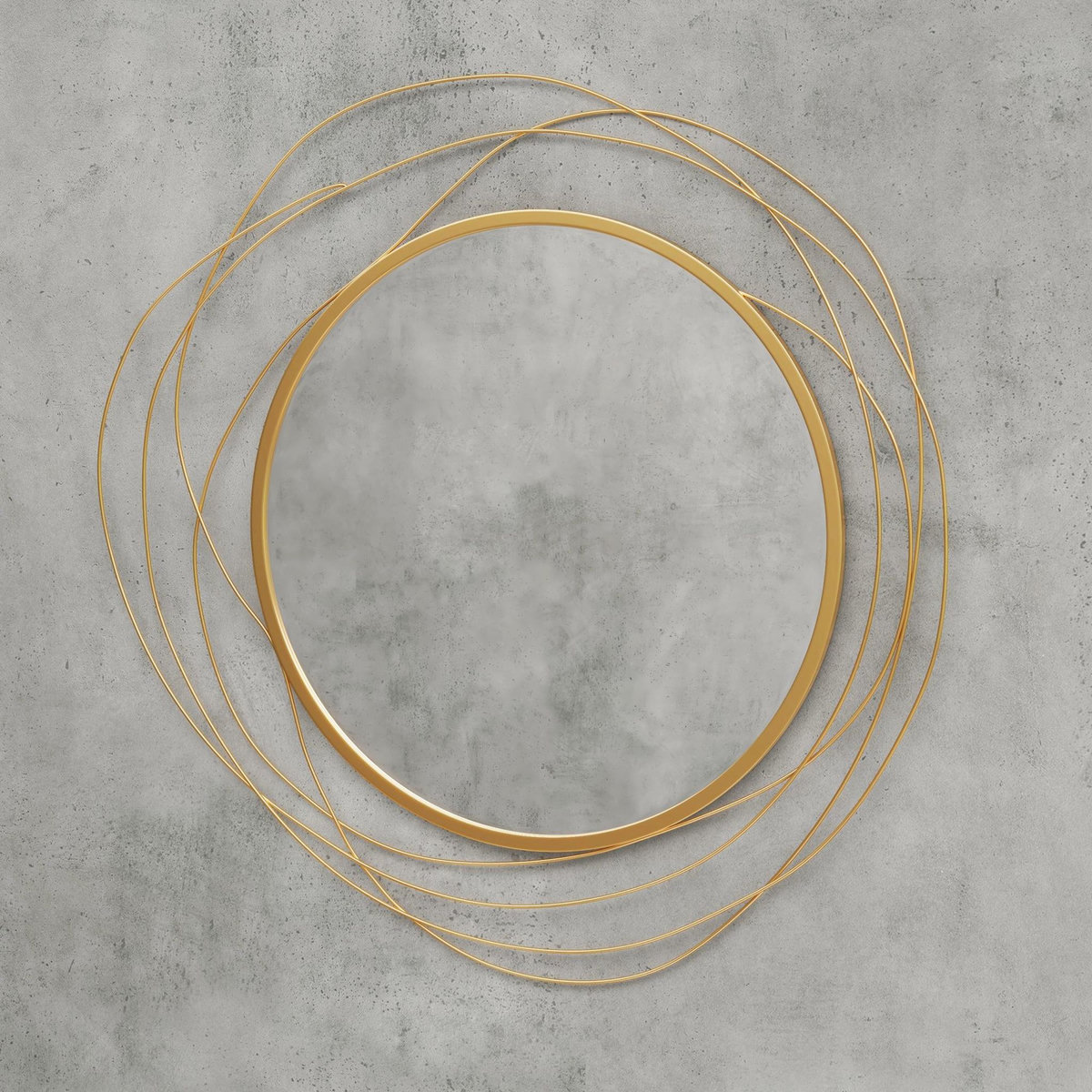 HOMCOM Miroir rond design moderne Ø 65 cm métal filaire doré