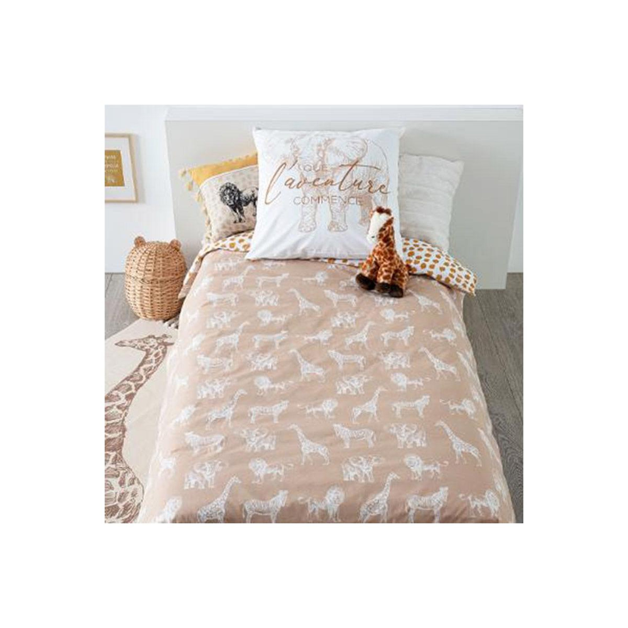 Atmosphera Kids Parure de Lit 2 Pièces  Savane  140x200cm Naturel