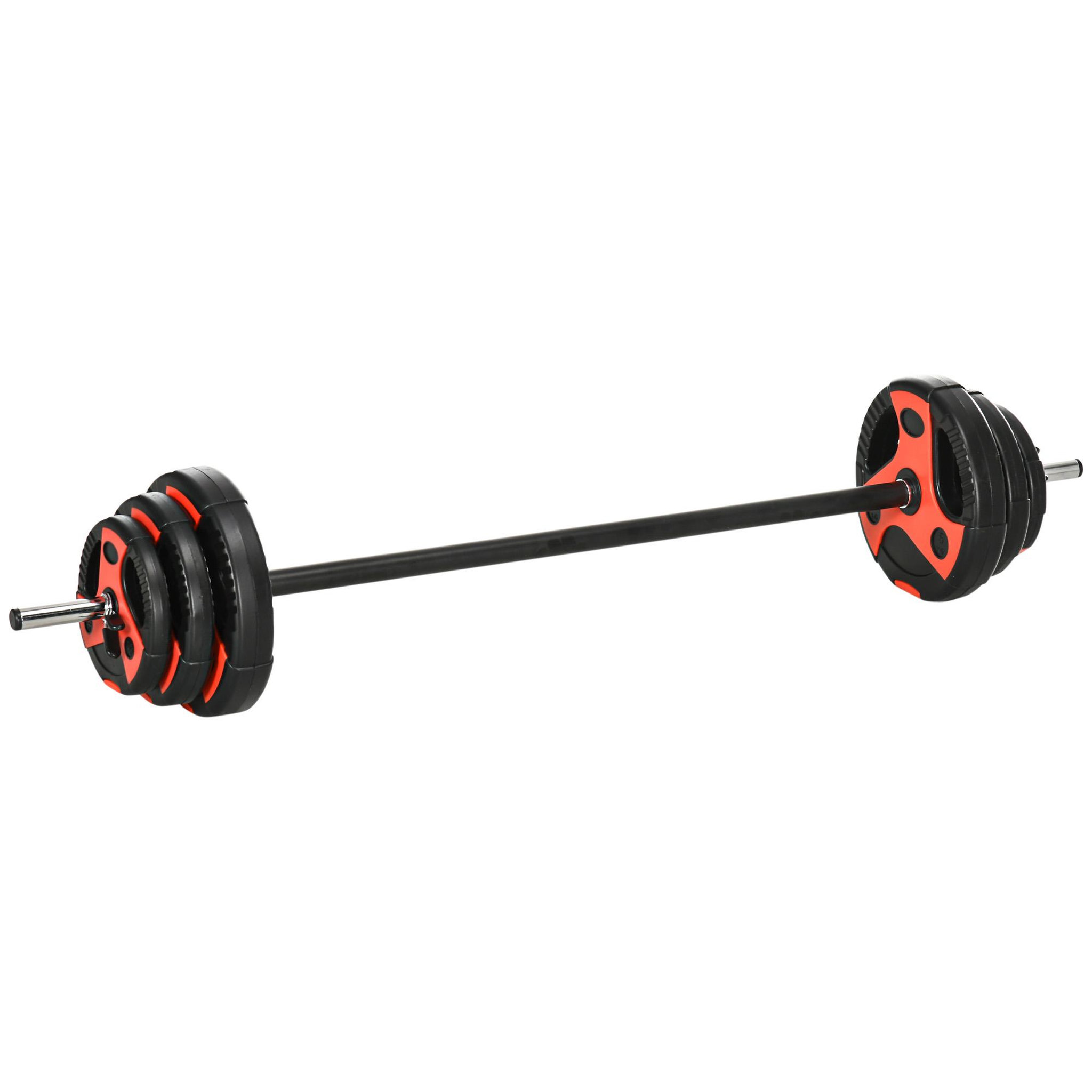 HOMCOM Kit pump 20 kg - barre et poids de musculation 1,40 m 27 mm - sets de barre de musculation - noir rouge