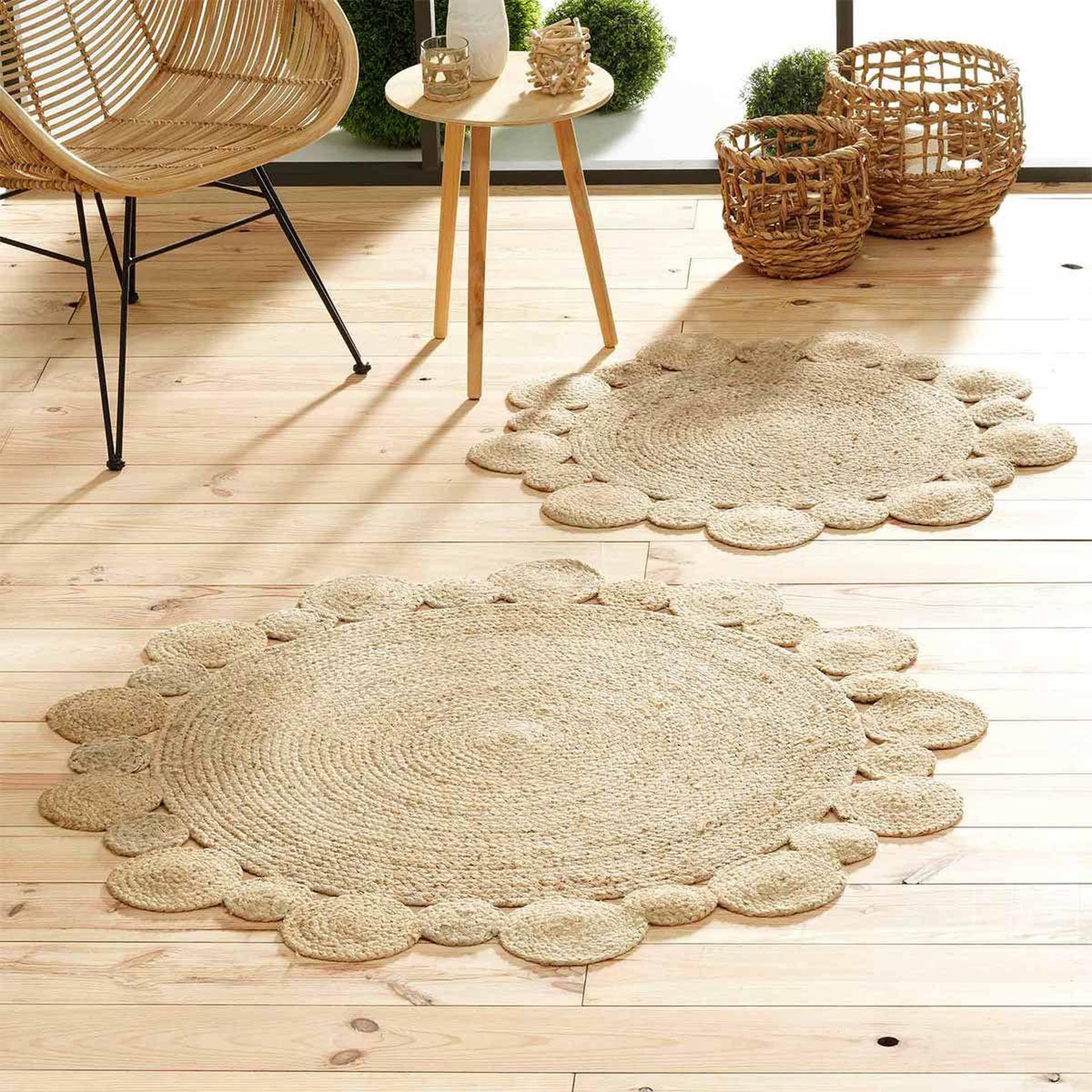 Voir la diapositive 6 : Douceur d'Intérieur Tapis déco rond en jute  cordou  90cm naturel