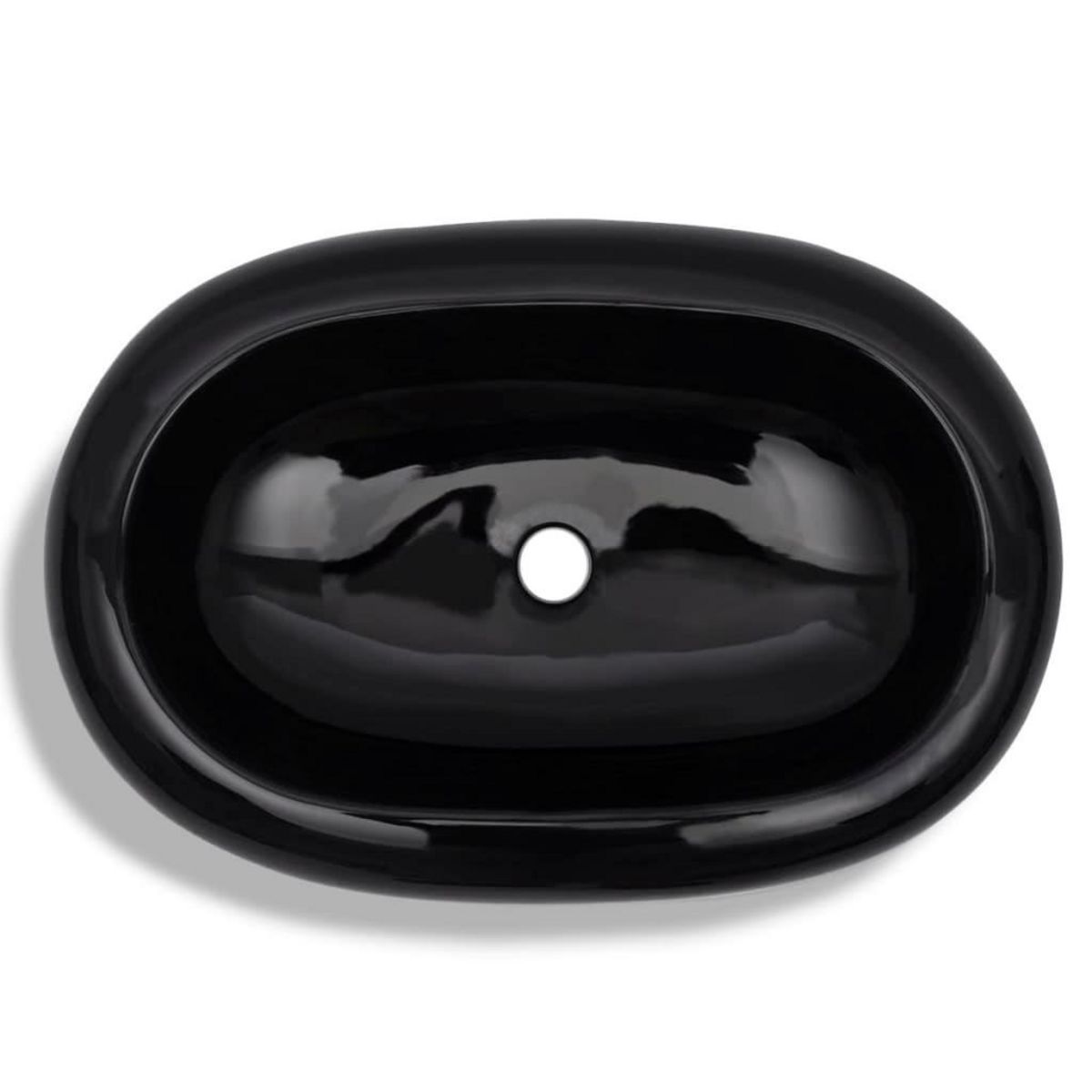 VIDAXL Vasque ovale ceramique Noir pour salle de bain