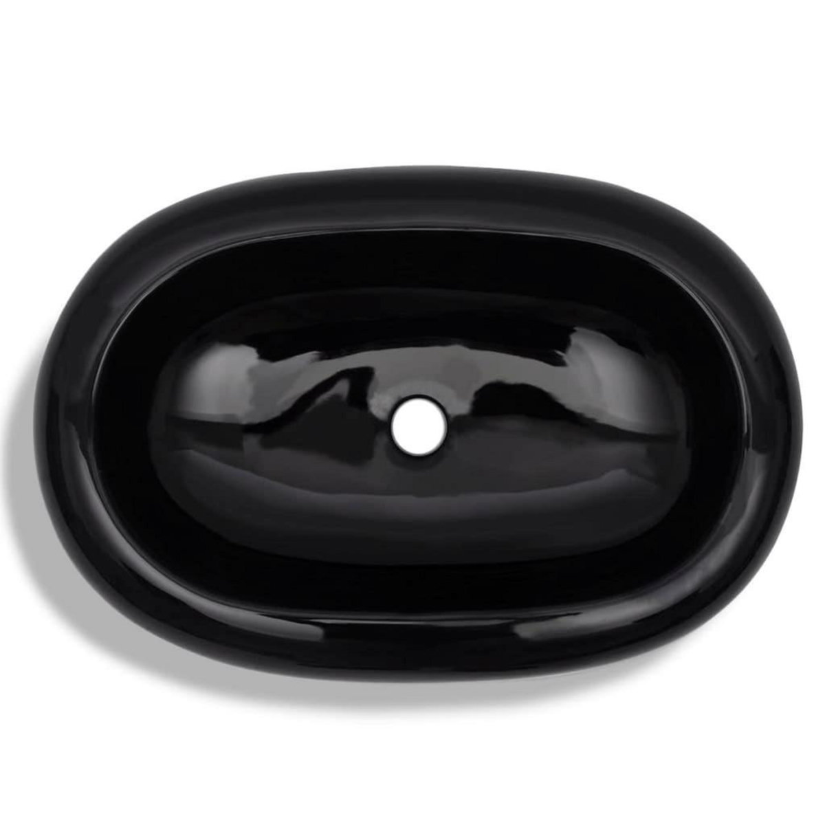 VIDAXL Vasque ovale ceramique Noir pour salle de bain