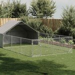 VIDAXL Niche d'exterieur pour chien enclos 7x3x1,9 m acier galvanise