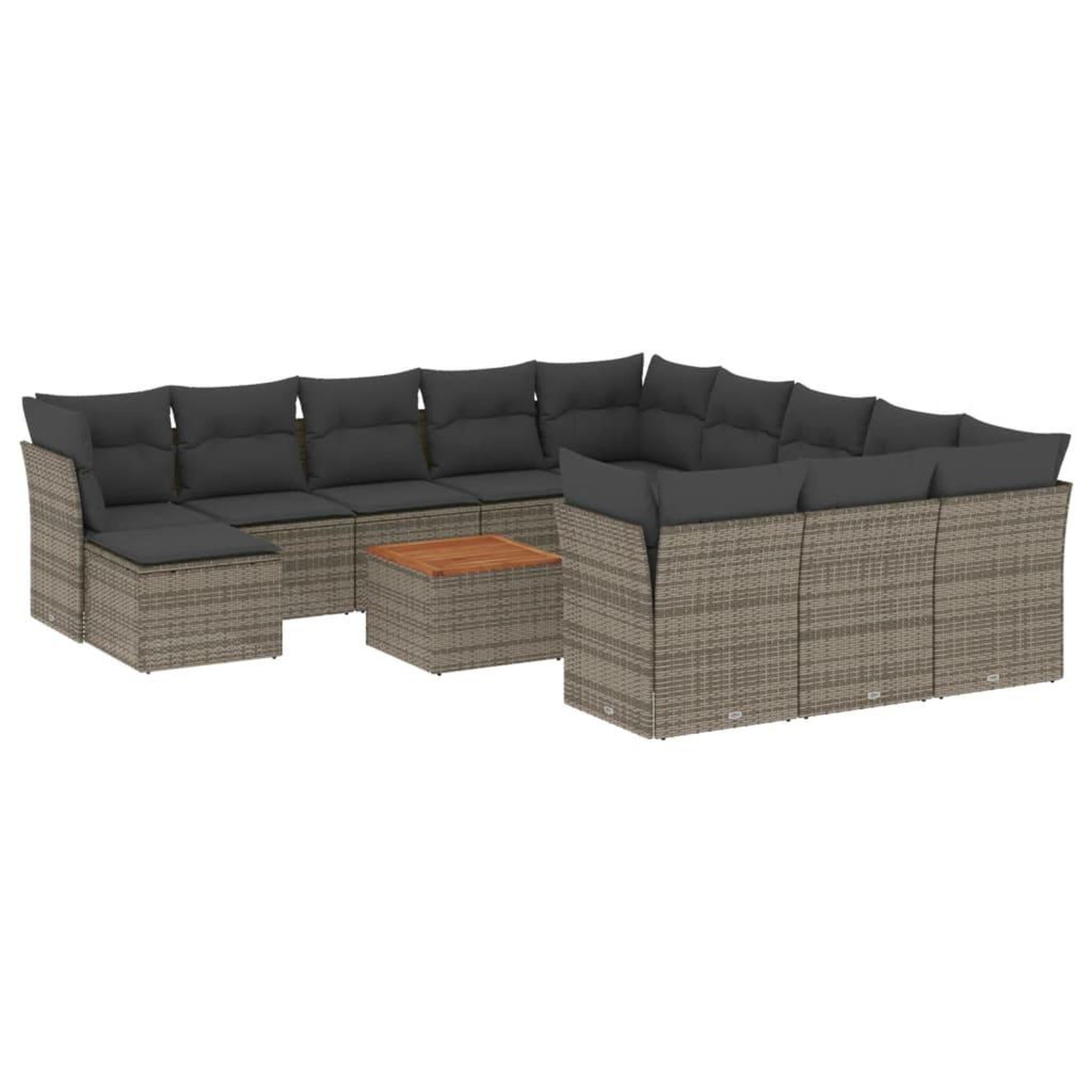 Voir la diapositive 2 : VIDAXL Salon de jardin avec coussins 13 pcs gris resine tressee