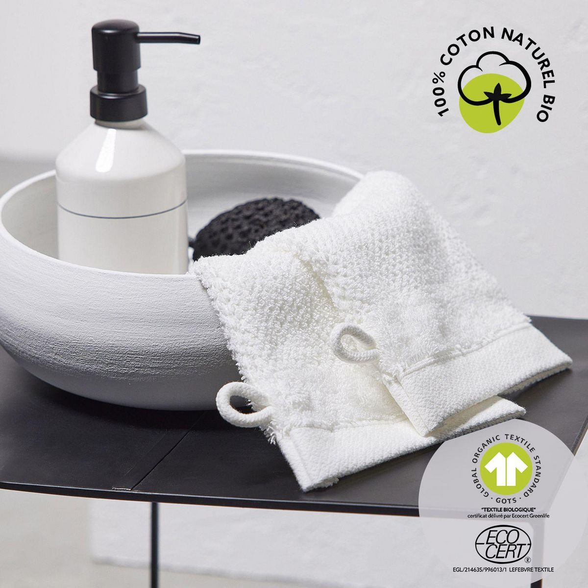 Today Lot de 2 gants de toilette - 100% coton BIO