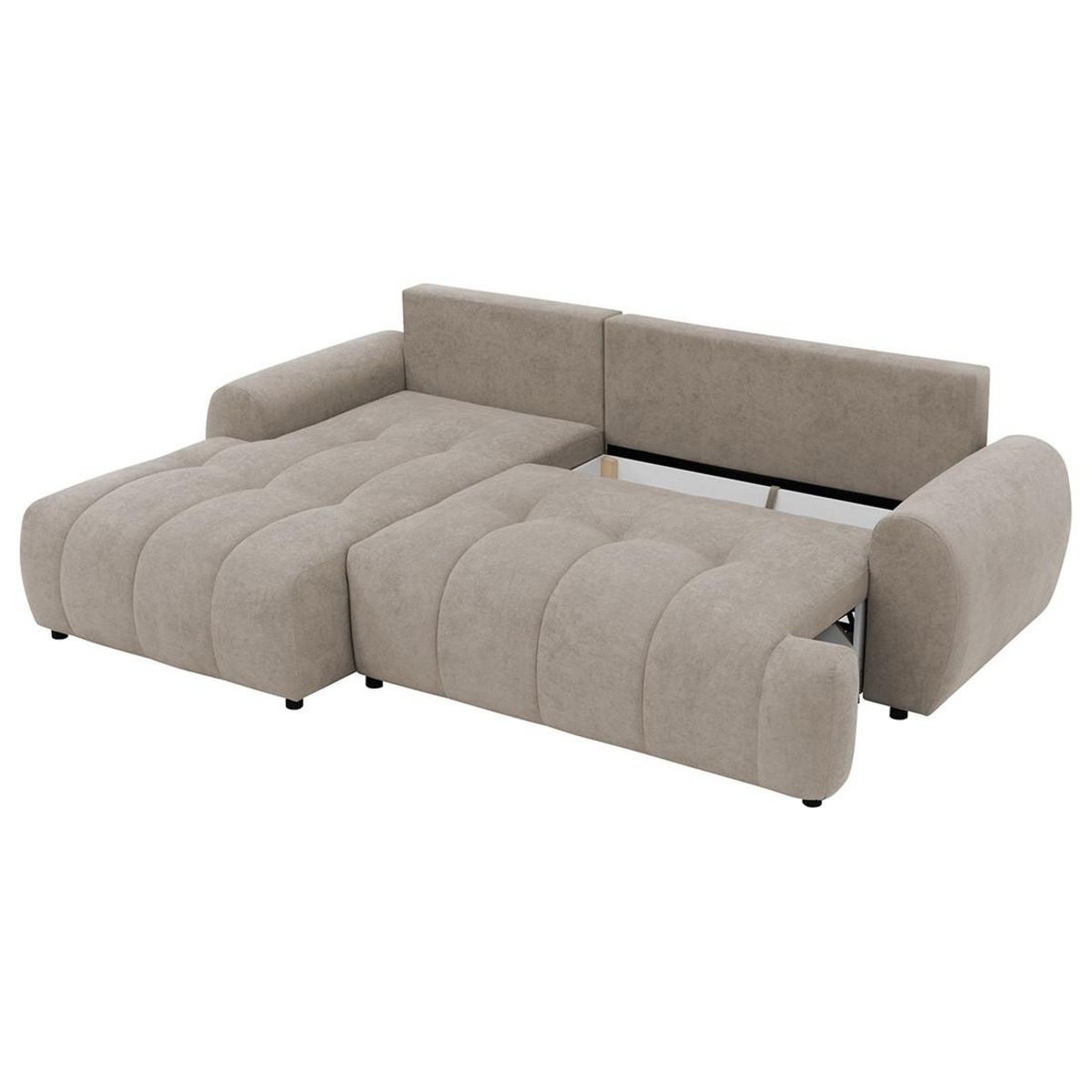 BEST MOBILIER Luzzio - canapé d'angle gauche 4 places convertible avec coffre en tissu texturé