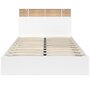 Voir la diapositive 3 : ID MARKET Lit double CLEM avec tête de lit, rangements et sommier 140 x 190 cm blanc