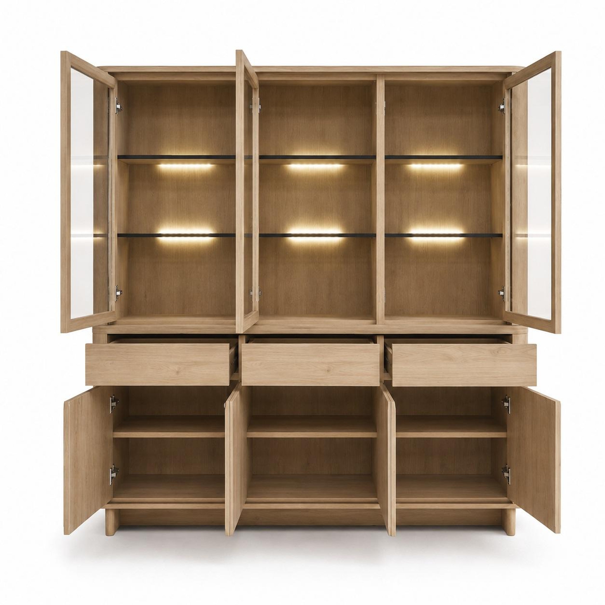 Voir la diapositive 3 : JLC KREATION Vaisselier arrondi en bois 3 portes vitrées igor