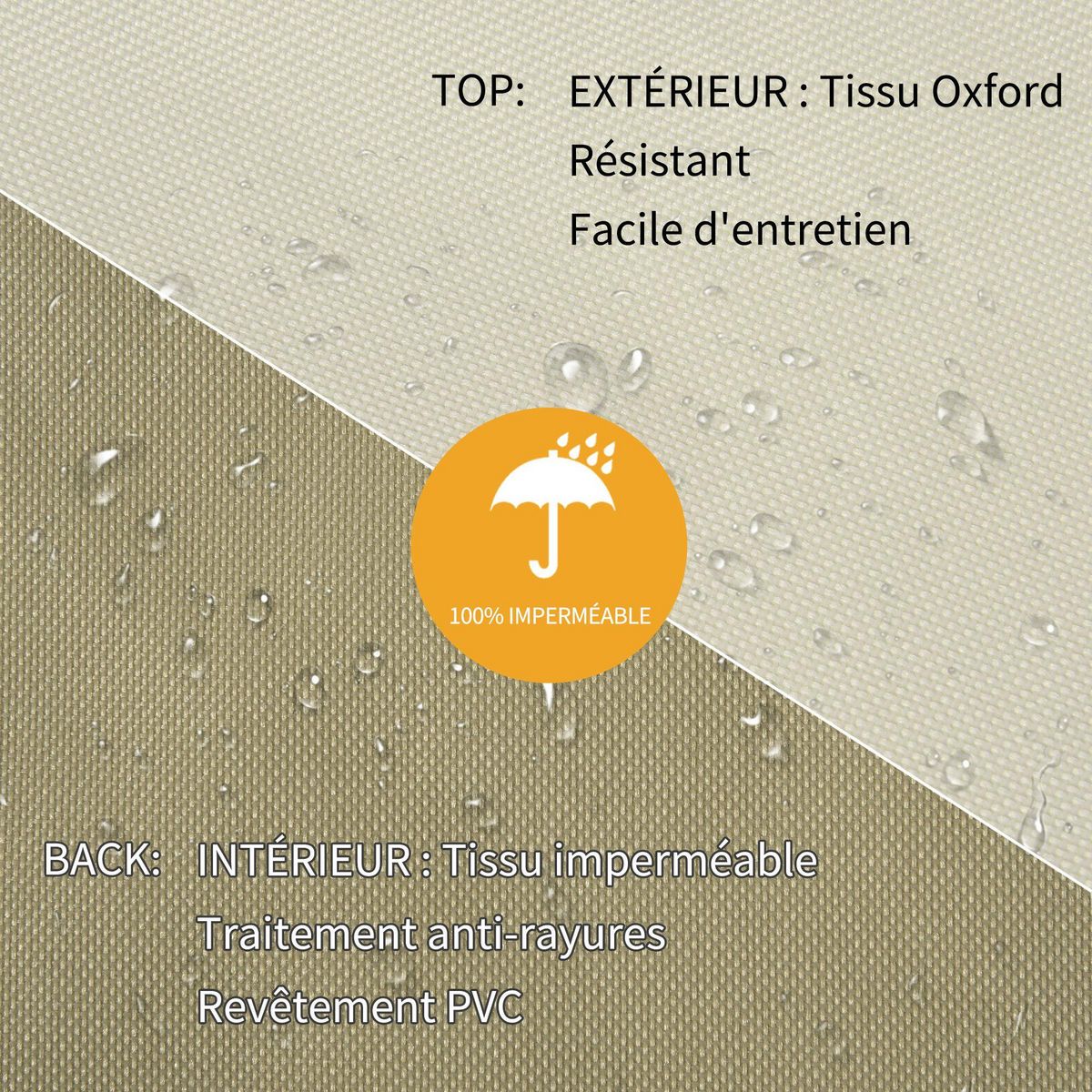 OUTSUNNY Housse de protection chaises de jardin empilables bâche étanche 70L x 90l x 115H cm oxford haute densité 600D beige café