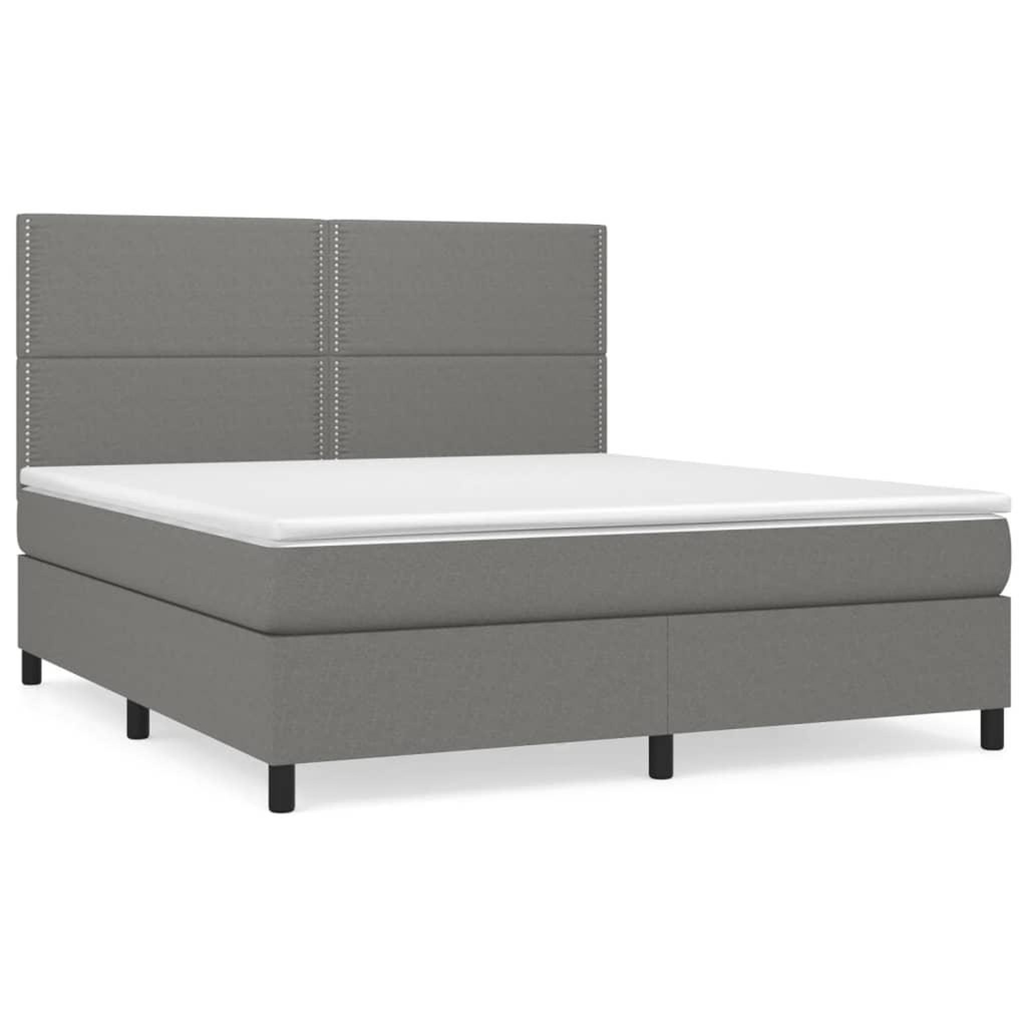 Voir la diapositive 2 : VIDAXL Sommier a lattes de lit avec matelas Gris fonce 180x200cm Tissu