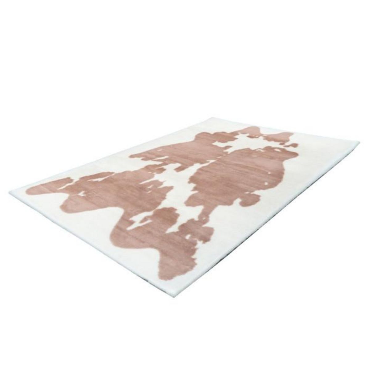 Paris Prix Tapis Imitation Fourrure  Rabbit  Taupe & Blanc