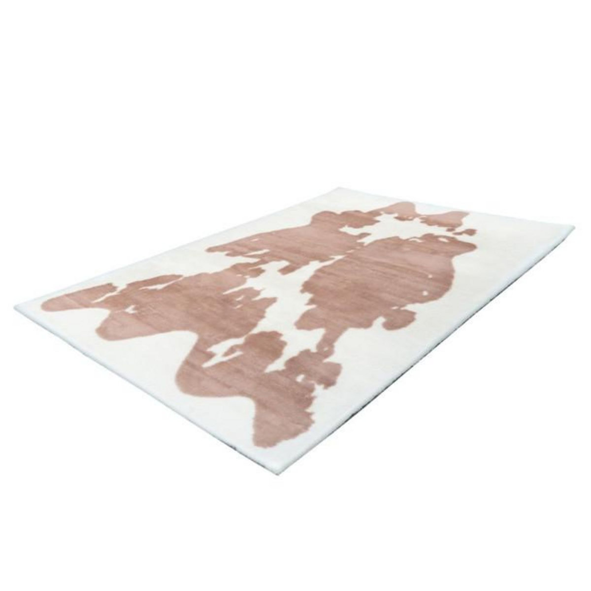 Paris Prix Tapis Imitation Fourrure  Rabbit  Taupe & Blanc