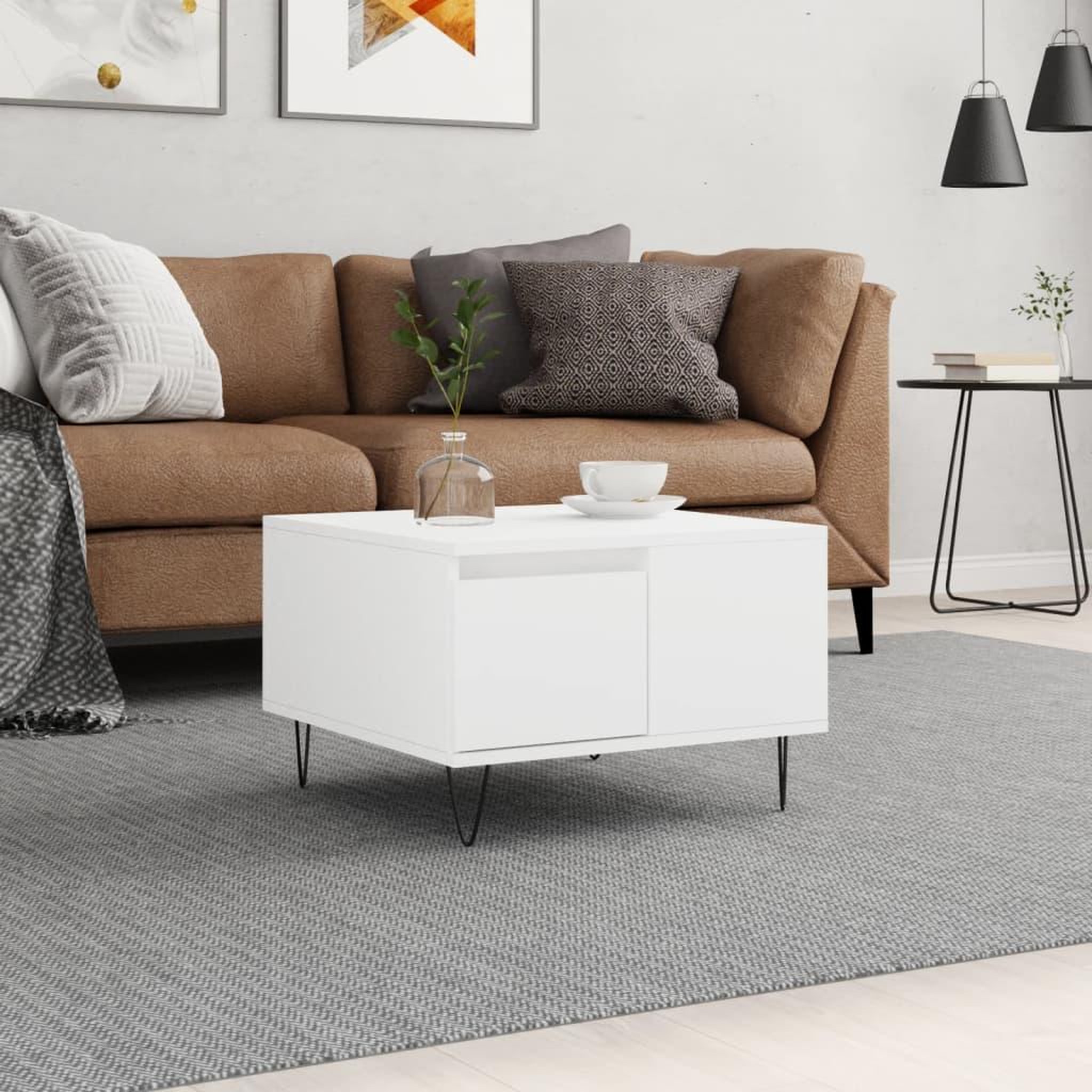 VIDAXL Table basse blanc 55x55x36,5 cm bois d'ingenierie