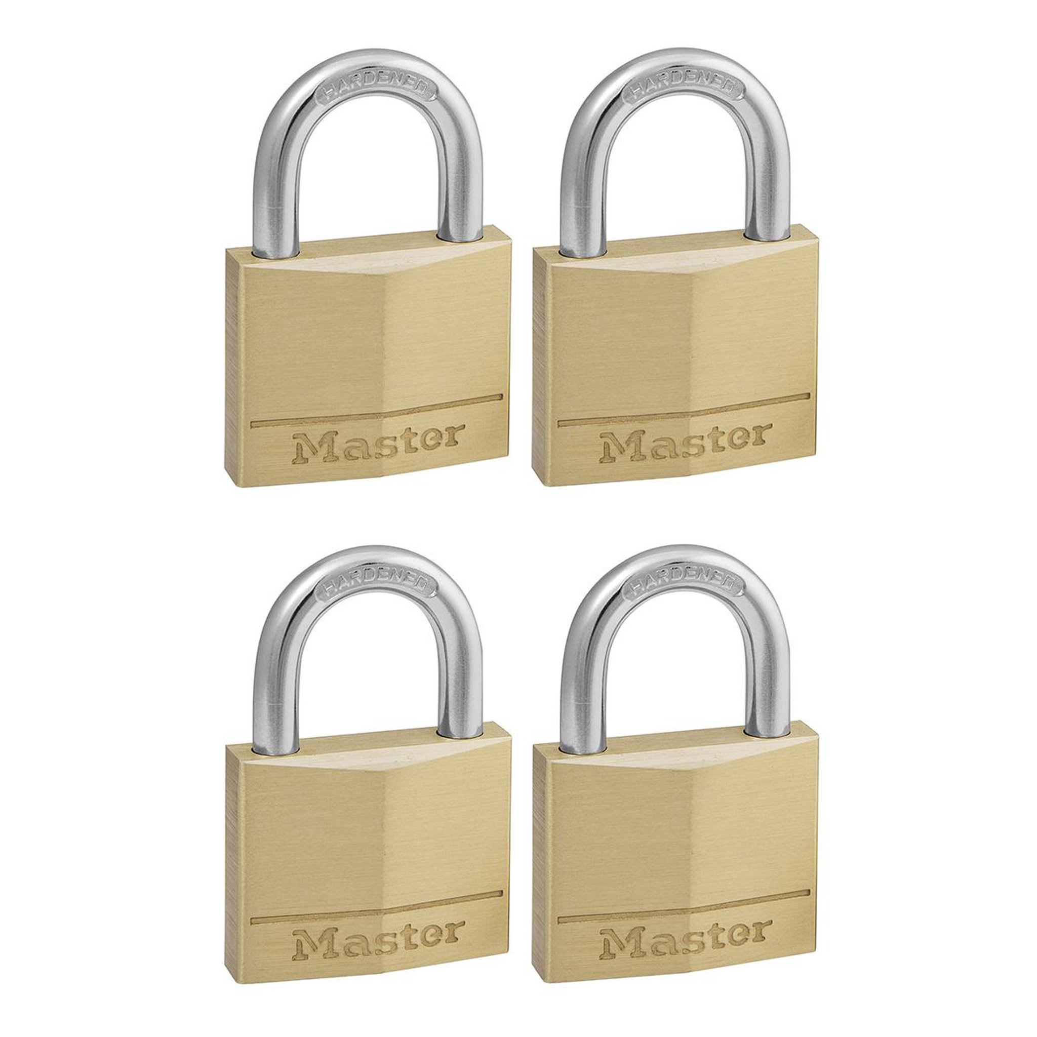 Master lock 150eurqnop lot de 4 cadenas à clé en laiton, doré, 6,8 x 5 x 1,4 cm
