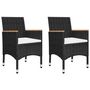 Voir la diapositive 3 : VIDAXL Ensemble de bistro 3 pcs Resine tressee et verre trempe Noir