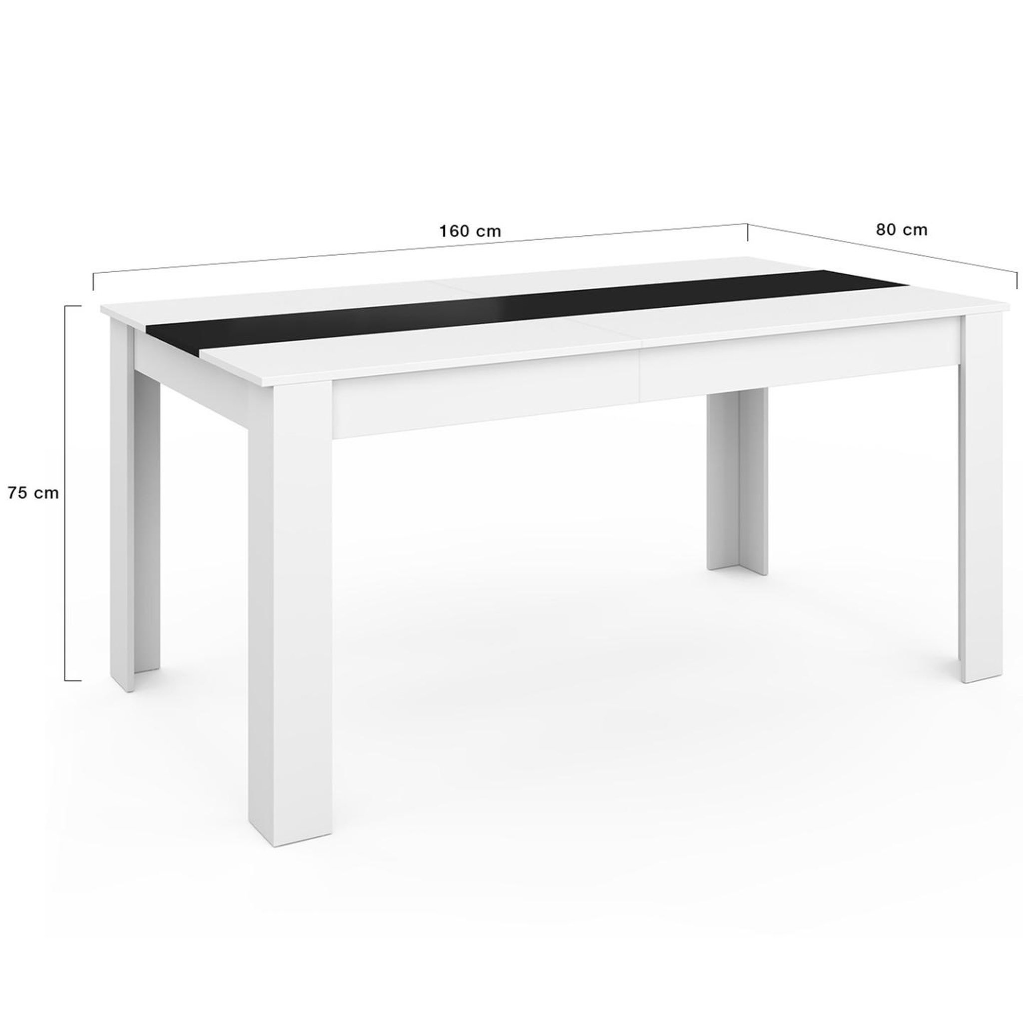 Voir la diapositive 4 : ID MARKET Table à manger rectangle georgia 8 personnes blanche et noire 160 x 80 cm
