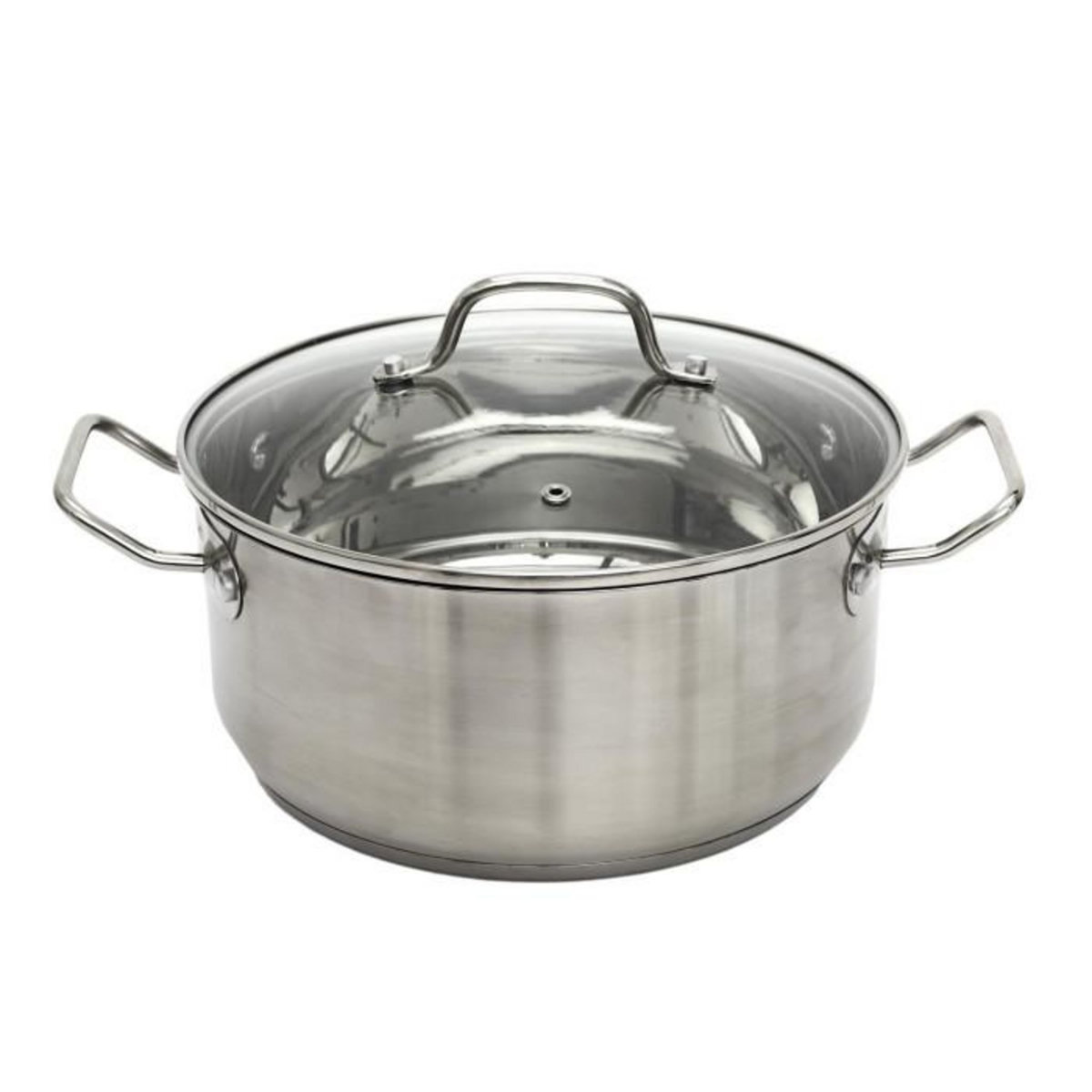 Paris Prix Faitout Avec Couvercle en Verre  Inox  24cm Argent