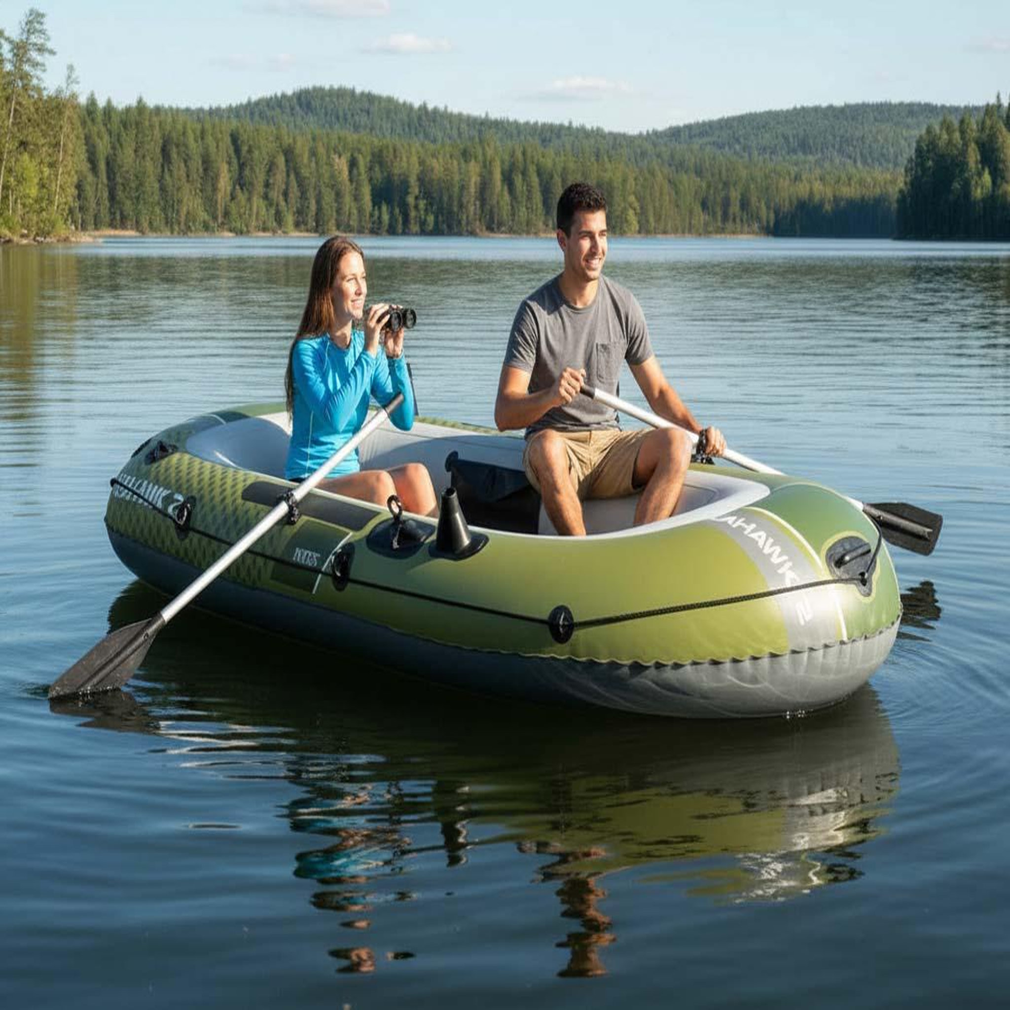 Voir la diapositive 4 : INTEX Kit bateau gonflable 2 places seahawk 2 avec rames et gonfleur - intex