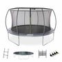 Voir la diapositive 2 : SWEEEK Trampoline rond Ø 430cm gris avec filet de protection intérieur - Venus Inner XXL –  échelle. bâche. filet pour chaussures et kit d'ancrage 4.30m 430 cm