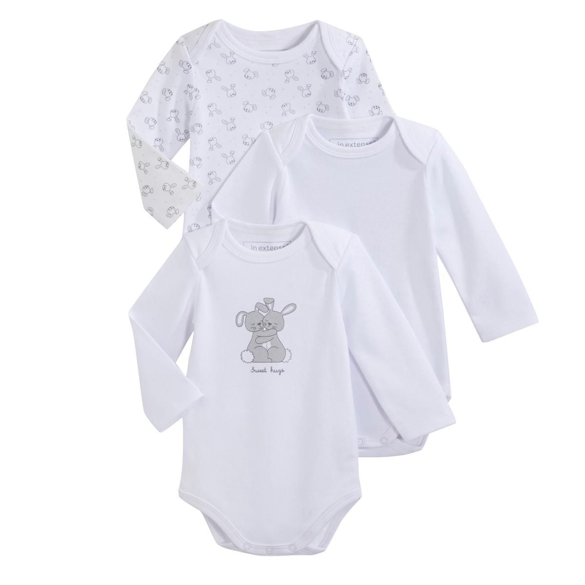 IN EXTENSO Lot de 3 bodies manches longues bébé 
